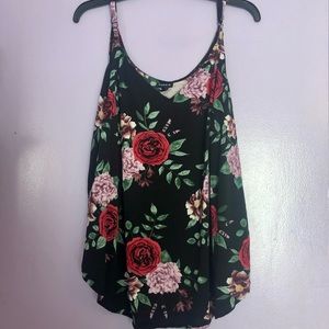 Black Floral Challis Tank - Torrid